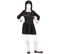 com-four® Vestido disfraz - vestido gótico como disfraz para niñas - disfraz de colegiala infantil - traje de cosplay al estilo del miércoles - vestido negro con cuello - talla 158