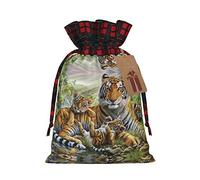COMAAM Tigres de colores de lino Bundle Bolsa de regalo Bolsa de almacenamiento Bolsa de caramelo Adecuado para embalaje de regalo de fiesta de Navidad
