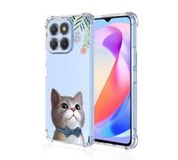 COMAKU Funda Compatible con Honor 400 Smart Case, Transparente TPU Chica Diseño Dama Carcasa 3D Motivo Flores Relieve Protector Case Cover - Gatito Fresco