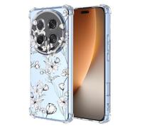 COMAKU Funda Compatible con Honor Magic8 Pro Case, Transparente TPU Chica Diseño Dama Carcasa 3D Motivo Flores Relieve Protector Case Cover - Lirio