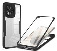 COMAKU Funda Compatible con Honor X5C Plus, 360 Grados y Protector Antigolpes [Ultra Hybrid] Transparent PC Dura Resistente + Silicona Bumper, Doble Cara Carcasa - Negro