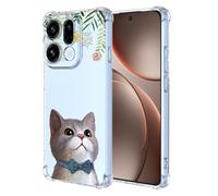 COMAKU Funda Compatible con OPPO Find X9 Case, Transparente TPU Chica Diseño Dama Carcasa 3D Motivo Flores Relieve Protector Case Cover - Gatito Fresco