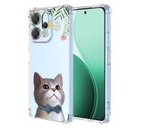 COMAKU Funda Compatible con OPPO Reno 14 5G Case, Transparente TPU Chica Diseño Dama Carcasa 3D Motivo Flores Relieve Protector Case Cover - Gatito Fresco