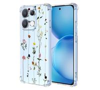 COMAKU Funda Compatible con OPPO Reno 16 FS 5G/Reno 16F 5G Case, Transparente TPU Chica Diseño Dama Carcasa 3D Motivo Flores Relieve Protector Case Cover - A96