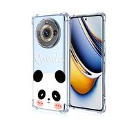 COMAKU Funda Compatible con Realme 11 Pro+ (Plus)/Realme 11 Pro 5G Case, Transparente TPU Chica Diseño Dama Carcasa 3D Motivo Flores Relieve Protector Case Cover - Panda