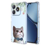 COMAKU Funda Compatible con Realme GT 7 Pro 5G Case, Transparente TPU Chica Diseño Dama Carcasa 3D Motivo Flores Relieve Protector Case Cover - Gatito Fresco