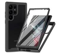 COMAKU Funda Compatible con Samsung Galaxy S25 Ultra, 360 Grados y Protector Antigolpes [Ultra Hybrid] Transparent PC Dura Resistente + Silicona Bumper, Doble Cara Carcasa - Negro