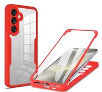 COMAKU Funda Compatible con Samsung Galaxy S26 Plus 5G (S26+ 5G), 360 Grados y Protector Antigolpes [Ultra Hybrid] Transparent PC Dura Resistente + Silicona Bumper, Doble Cara Carcasa - Rojo