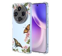 COMAKU Funda Compatible con Vivo X300 Case, Transparente TPU Chica Diseño Dama Carcasa 3D Motivo Flores Relieve Protector Case Cover - Mariposa