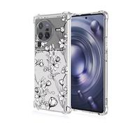 COMAKU Funda Compatible con Vivo X80 Pro Case, Transparente TPU Chica Diseño Dama Carcasa 3D Motivo Flores Relieve Protector Case Cover - Lirio