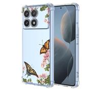 COMAKU Funda Compatible con Xiaomi Poco F8 Ultra Case, Transparente TPU Chica Diseño Dama Carcasa 3D Motivo Flores Relieve Protector Case Cover - Mariposa