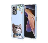 COMAKU Funda Compatible con Xiaomi Poco X4 GT Case, Transparente TPU Chica Diseño Dama Carcasa 3D Motivo Flores Relieve Protector Case Cover - Gatito Fresco