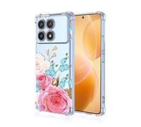 COMAKU Funda Compatible con Xiaomi Poco X6 Pro Case, Transparente TPU Chica Diseño Dama Carcasa 3D Motivo Flores Relieve Protector Case Cover - Flor
