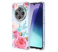 COMAKU Funda Compatible con Xiaomi Redmi 14C 4G Case, Transparente TPU Chica Diseño Dama Carcasa 3D Motivo Flores Relieve Protector Case Cover - Flor
