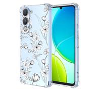 COMAKU Funda Compatible con Xiaomi Redmi 15 5G / 4G Case, Transparente TPU Chica Diseño Dama Carcasa 3D Motivo Flores Relieve Protector Case Cover - Lirio