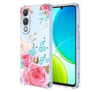 COMAKU Funda Compatible con Xiaomi Redmi 15 5G / 4G Case, Transparente TPU Chica Diseño Dama Carcasa 3D Motivo Flores Relieve Protector Case Cover - Flor