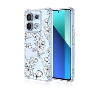 COMAKU Funda Compatible con Xiaomi Redmi Note 13 Pro 4G Case, Transparente TPU Chica Diseño Dama Carcasa 3D Motivo Flores Relieve Protector Case Cover - Lirio