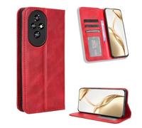 COMAKU Funda con Tapa Honor 200 5G, Carcasa Movil Libro Antigolpes con Ranura para Tarjeta - Rojo