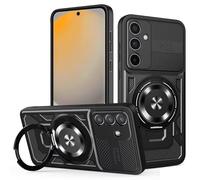 COMAKU Funda de Armor para el Samsung Galaxy S25 FE, Carcasa TPU+PC Antigolpes con Anillo Soporte [Protección Lente Cámara] - Negro