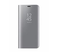 COMAKU Funda de Espejo para el Samsung Galaxy S24 Ultra, Prima Smart View Carcasa con Clear Ventana - Plata