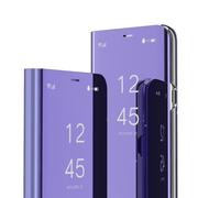COMAKU Funda de Espejo para el Xiaomi 14T Pro 5G, Prima Smart View Carcasa con Clear Ventana - Azul Morado