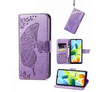 COMAKU Funda de Mariposa para el Xiaomi Poco F6 5G, Prima Carcasa de PU Piel con Ranuras para Tarjetas - Morado Claro