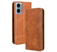 COMAKU Funda de Retro Piel para el Motorola Moto G24 Power, Prima Carcasa Movil con Ranura para Tarjeta - Marrón