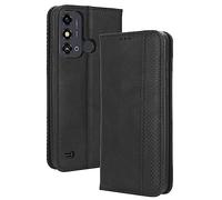 COMAKU Funda de Retro Piel para el ZTE Blade A53, Prima Carcasa Movil con Ranura para Tarjeta - Negro