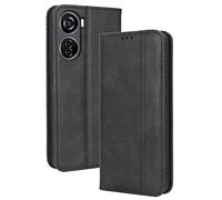 COMAKU Funda de Retro Piel para el ZTE Blade V40 Design, Prima Carcasa Movil con Ranura para Tarjeta - Negro