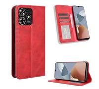 COMAKU Funda de Retro Piel para el ZTE Blade V50 Design, Prima Carcasa Movil con Ranura para Tarjeta - Rojo