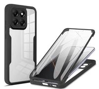 COMAKU Funda para Honor 400 Smart, 360 Grados y Protector Antigolpes [Ultra Hybrid] Transparent PC Dura Resistente + Silicona Bumper, Doble Cara Carcasa - Negro