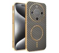COMAKU Funda para Honor Magic 8 Lite/Honor X9d 5G, Luxury Textura Antideslizante PU Cuero + TPU Silicona con Marco Galvanizado Fundas Carcasa - Marrón