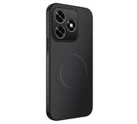 COMAKU Funda para Honor X5C Plus, Luxury Fibra de Carbono Textura Antideslizante PU Cuero + TPU Silicona con Marco Fundas Carcasa - Negro