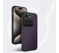 COMAKU Funda para Motorola Edge 70 5G, Luxury Fibra de Carbono Textura Antideslizante PU Cuero + TPU Silicona con Marco Fundas Carcasa - Púrpura