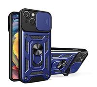 COMAKU Funda para Motorola Moto G14, Militar TPU+PC Bumper Antigolpes Carcasa Rugged Caso, con Tapa Deslizante y Anillo Soporte - Azul