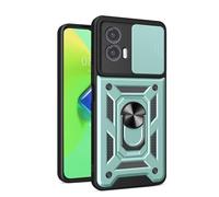 COMAKU Funda para Motorola Moto G24 / Moto G04, Militar TPU+PC Bumper Antigolpes Carcasa Rugged Caso, con Tapa Deslizante y Anillo Soporte - Verde