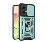 COMAKU Funda para Motorola Moto G84 5G, Militar TPU+PC Bumper Antigolpes Carcasa Rugged Caso, con Tapa Deslizante y Anillo Soporte - Verde