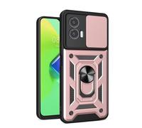 COMAKU Funda para Motorola Moto G85 5G, Militar TPU+PC Bumper Antigolpes Carcasa Rugged Caso, con Tapa Deslizante y Anillo Soporte - Oro Rosa
