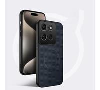 COMAKU Funda para Motorola Moto G86 5G, Luxury Fibra de Carbono Textura Antideslizante PU Cuero + TPU Silicona con Marco Fundas Carcasa - Azul