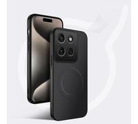 COMAKU Funda para Motorola Moto G86 Power, Luxury Fibra de Carbono Textura Antideslizante PU Cuero + TPU Silicona con Marco Fundas Carcasa - Negro