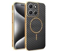 COMAKU Funda para Motorola Moto G87 5G, Luxury Textura Antideslizante PU Cuero + TPU Silicona con Marco Galvanizado Fundas Carcasa - Negro
