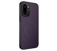COMAKU Funda para OnePlus 15R, Luxury Fibra de Carbono Textura Antideslizante PU Cuero + TPU Silicona con Marco Fundas Carcasa - Púrpura