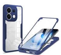 COMAKU Funda para OPPO A6 Pro 5G, 360 Grados y Protector Antigolpes [Ultra Hybrid] Transparent PC Dura Resistente + Silicona Bumper, Doble Cara Carcasa - Azul