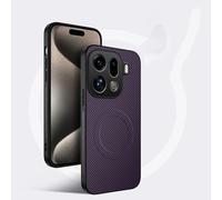 COMAKU Funda para OPPO Find X9 Pro, Luxury Fibra de Carbono Textura Antideslizante PU Cuero + TPU Silicona con Marco Fundas Carcasa - Púrpura