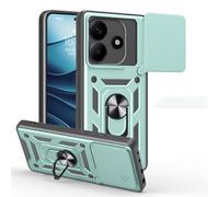 COMAKU Funda para OPPO Reno 14 Pro 5G, Militar TPU+PC Bumper Antigolpes Carcasa Rugged Caso, con Tapa Deslizante y Anillo Soporte - Verde