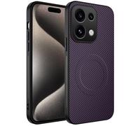 COMAKU Funda para OPPO Reno 16 FS 5G/Reno 16F 5G, Luxury Fibra de Carbono Textura Antideslizante PU Cuero + TPU Silicona con Marco Fundas Carcasa - Púrpura