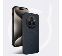 COMAKU Funda para Realme 14 Pro 5G, Luxury Fibra de Carbono Textura Antideslizante PU Cuero + TPU Silicona con Marco Fundas Carcasa - Azul