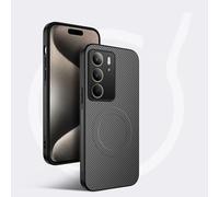 COMAKU Funda para Realme 14X 5G / Realme C75 4G, Luxury Fibra de Carbono Textura Antideslizante PU Cuero + TPU Silicona con Marco Fundas Carcasa - Gris