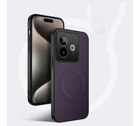 COMAKU Funda para Realme GT 7 / Realme GT 7T, Luxury Fibra de Carbono Textura Antideslizante PU Cuero + TPU Silicona con Marco Fundas Carcasa - Púrpura