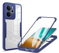 COMAKU Funda para Realme Note 70T, 360 Grados y Protector Antigolpes [Ultra Hybrid] Transparent PC Dura Resistente + Silicona Bumper, Doble Cara Carcasa - Azul
